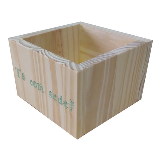 Cachepô Decorativo de Pinus com Estampa  - To com Sede! 15x15x10