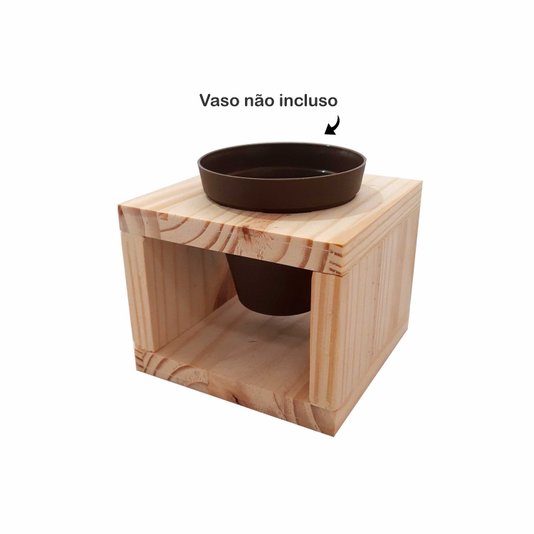 Cachepô Suporte para Mini Vasos em Madeira de Pinus - 1 Vaso