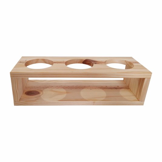 Cachepô Suporte para Mini Vasos em Madeira de Pinus - 3 Vasos