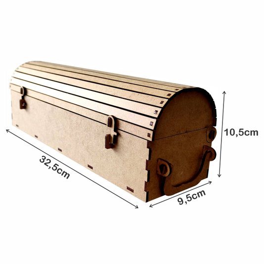 Caixa Baú Personalizada com Gravação a Laser ou Impressão UV em Mdf 3mm - 32,5x10,5x9,5cm