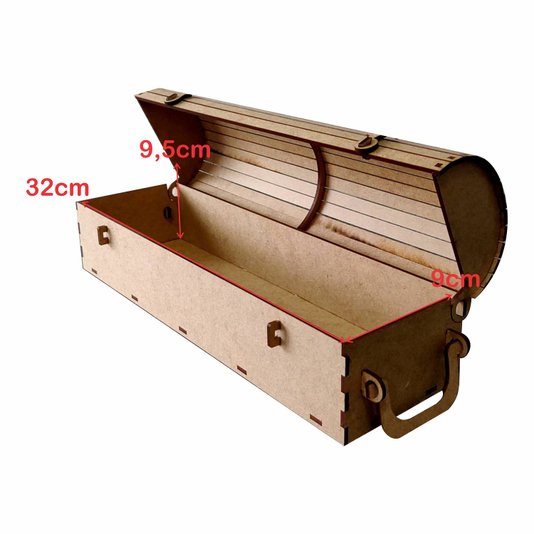 Caixa Baú Personalizada com Gravação a Laser ou Impressão UV em Mdf 3mm - 32,5x10,5x9,5cm