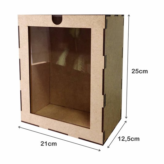 Caixa em Mdf 3mm com Tampa em Ps Cristal Transparente