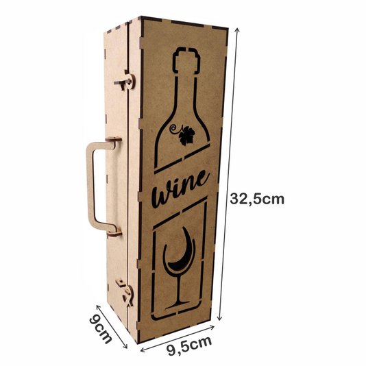 Caixa em Mdf 3mm para Vinho - 32,5x9,5x9