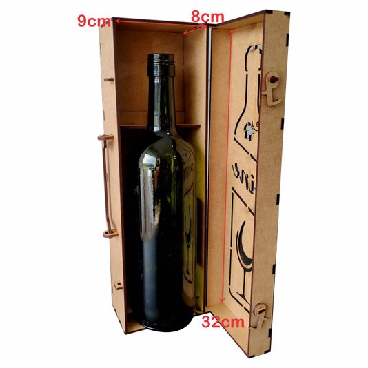 Caixa em Mdf 3mm para Vinho - 32,5x9,5x9