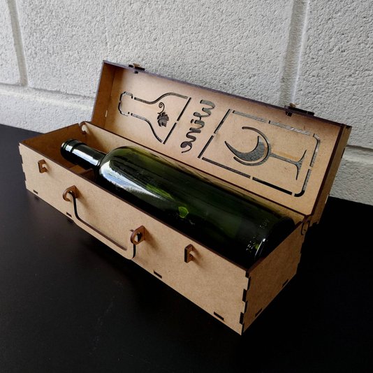 Caixa em Mdf 3mm para Vinho - 32,5x9,5x9