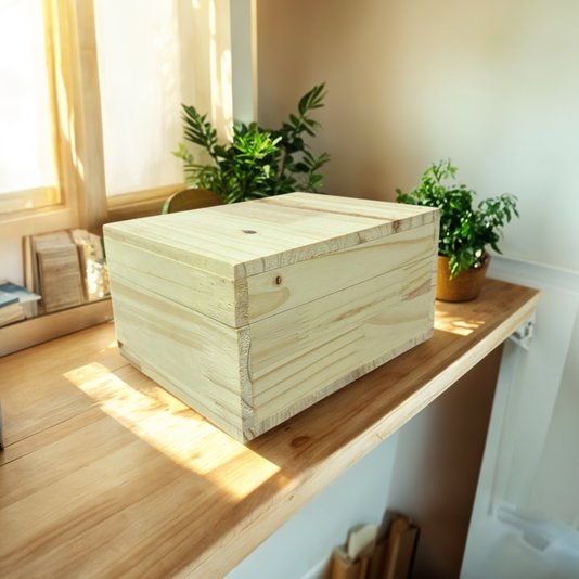 Caixa Para Presente Em Madeira Pinus Com Interno Em Mdf