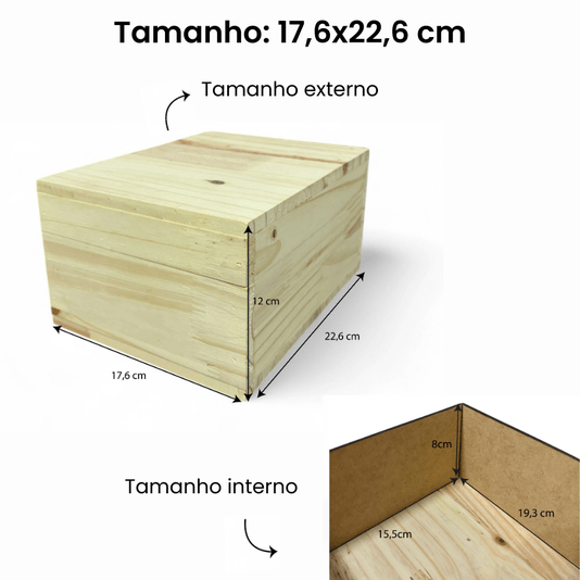 Caixa Para Presente Em Madeira Pinus Com Interno Em Mdf