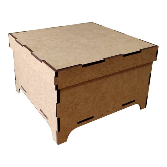 Caixa Personalizada com Gravação a Laser ou Impressão UV em Mdf 3mm Quadrada com Tampa de Sapato - 15,5x15,5x10cm