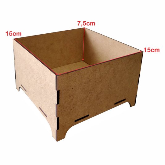 Caixa Personalizada com Gravação a Laser ou Impressão UV em Mdf 3mm Quadrada com Tampa de Sapato - 15,5x15,5x10cm