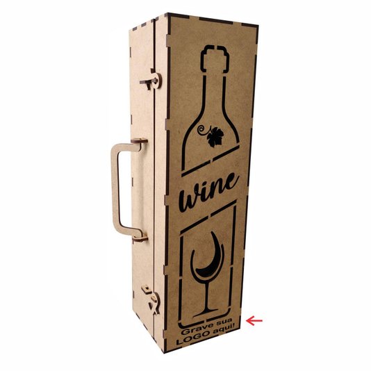 Caixa Personalizada com Gravação a Laser ou Impressão UV para Vinho em Mdf 3mm - 32,5x9,5x9cm