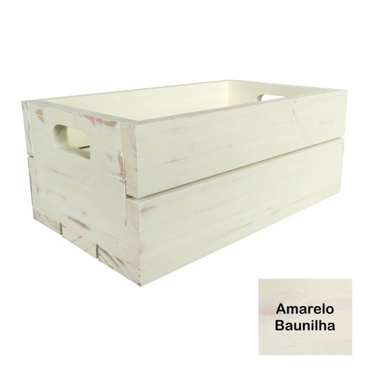 Caixote de Madeira Pinus Decorativo Multiuso Caixa de Feira Colorido Pátina - 40cm - Farmhouse