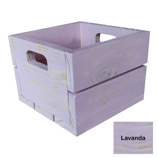 Caixote de Madeira Pinus Decorativo Multiuso Caixa de Feira Colorido Pátina - 22cm - Farmhouse