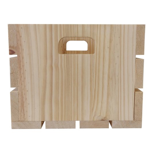 Caixote Quadrado de Madeira Pinus Decorativo Multiuso Caixa de Feira - 30,5cm - Farmhouse