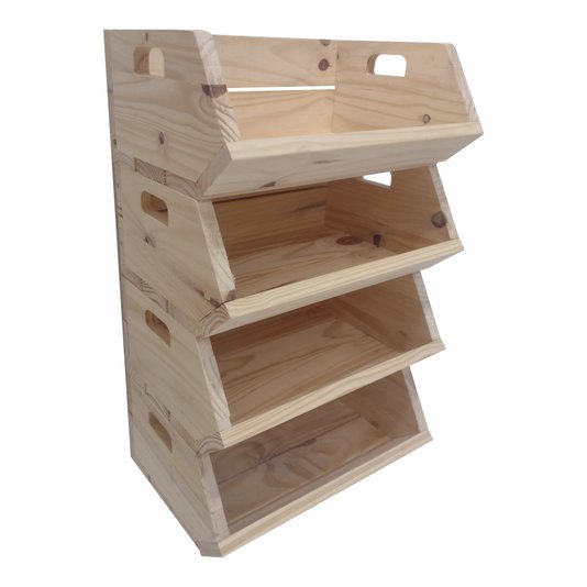 Caixote de Madeira Pinus Decorativo Multiuso Caixa de Feira para Frutas e Verduras - 40cm - Farmhouse