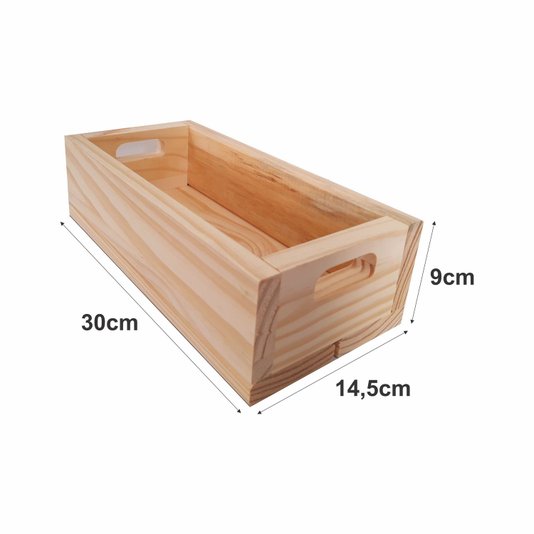 Caixote de Madeira Pinus Decorativo Multiuso Caixa de Feira - 30cm - Farmhouse