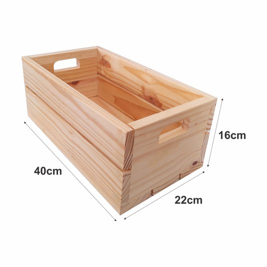 Caixote de Madeira Pinus Decorativo Multiuso Caixa de Feira Para Frutas e Verduras- 40cm - Farmhouse