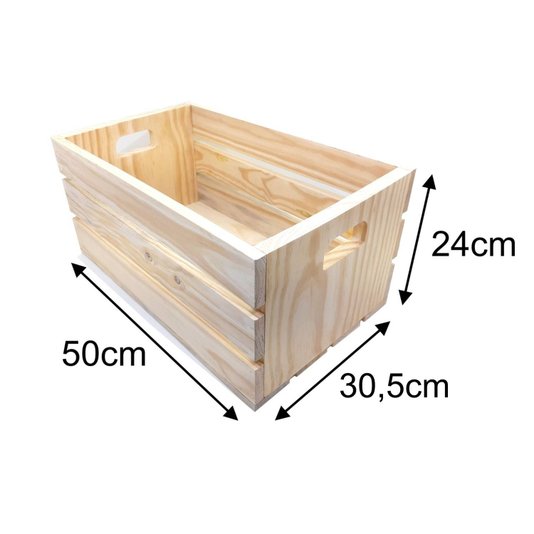 Caixote Decorativo 50cm em Madeira de Pinus com Estampa - Have Fun!!!