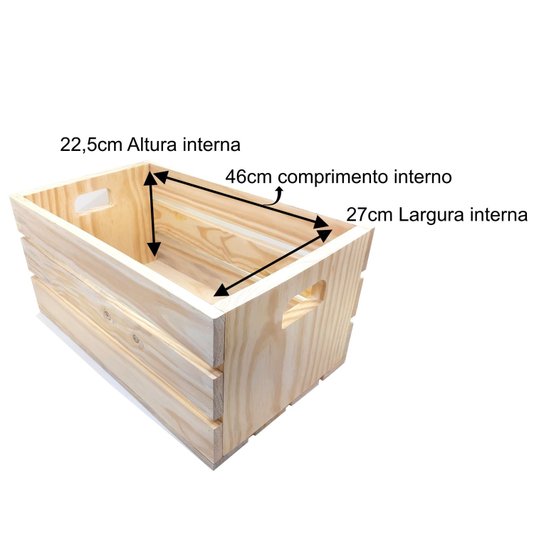 Caixote Decorativo 50cm em Madeira de Pinus com Estampa - Have Fun!!!
