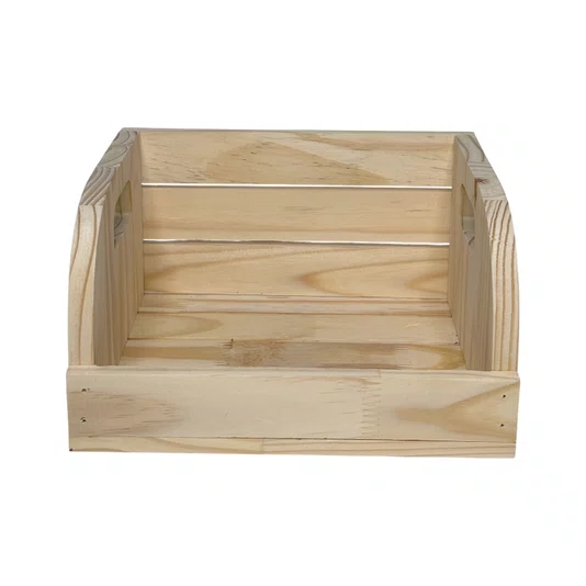 Caixote em Madeira Pinus Decorativo Multiuso Caixa de Feira - 26cm - Farmhouse