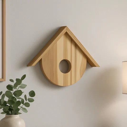 Casinha de Passarinho Com Telhado Em Madeira Pinus - Ideal para Artesanato, DIY, Decoupage, Presente e Decoração Criativa