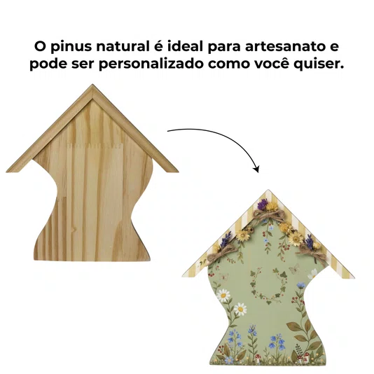 Casinha Torta Com Telhado Em Madeira Pinus - Ideal para Artesanato, DIY, Decoupage, Presente e Decoração Criativa