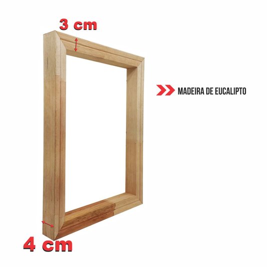 Chassi Em Aro De Madeira Eucalipto Personalizado Para Esticar Telas Decorativas - 3x4