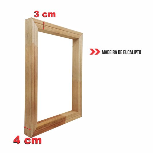 Chassi Em Aro De Madeira Eucalipto Para Esticar Telas Decorativas - 3x4