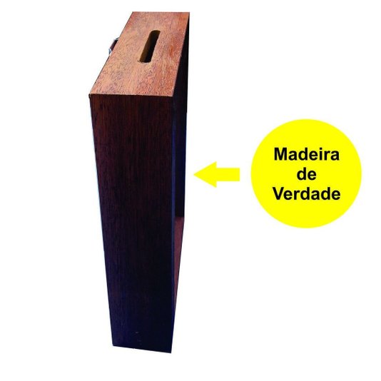 Quadro Cofre Decorativo Com Moldura em Madeira Pinus Para Porta Recordações e Economias - 1,5x4,5