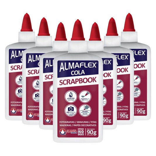 Cola Almaflex para Scrapbook, Cartonagem e Artesanato 90g - Caixa com 12un