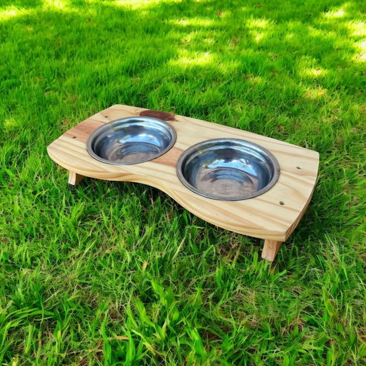 Comedouro Duplo Com Tigelas Em Inox Para Cachorro E Gato