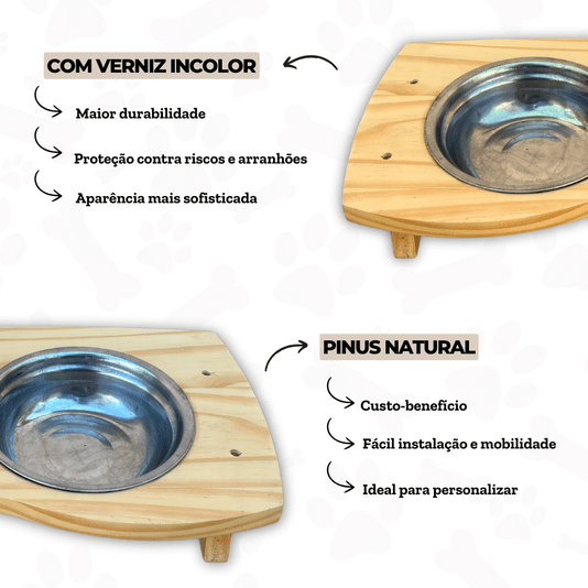 Comedouro Duplo Com Tigelas Em Inox Para Cachorro E Gato