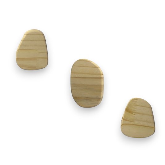 Conjunto 3 Ganchos Cabideiros Penduradores Dots Orgânicos De Madeira Pinus