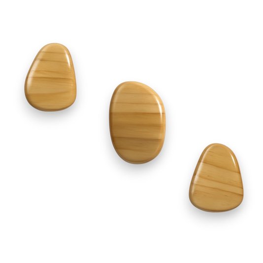 Conjunto 3 Ganchos Cabideiros Penduradores Dots Orgânicos De Madeira Pinus