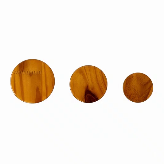 Conjunto 3 Ganchos Cabideiros Dots Redondos Em Madeira Pinus