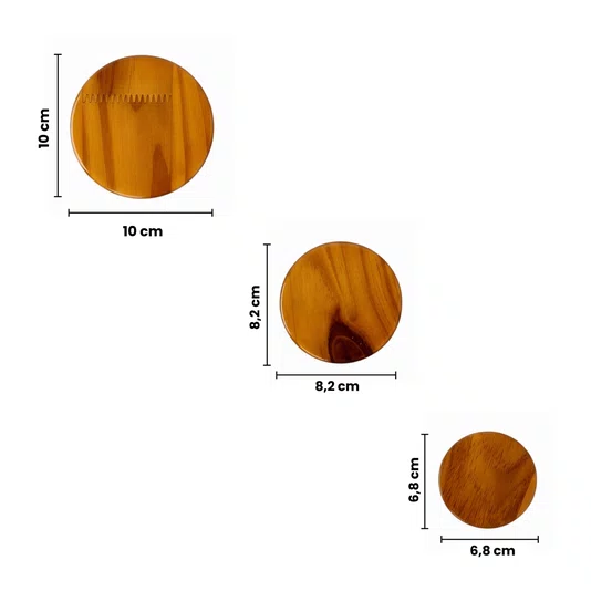 Conjunto 3 Ganchos Cabideiros Dots Redondos Em Madeira Pinus
