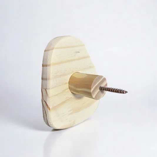 Conjunto 3 Ganchos Cabideiros Penduradores Dots Orgânicos De Madeira Pinus
