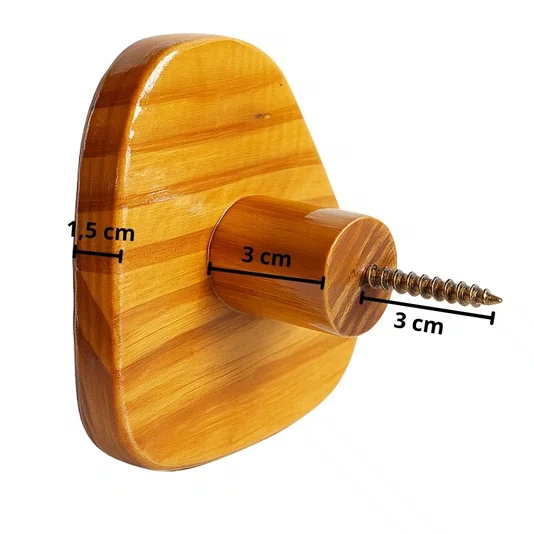 Conjunto 3 Ganchos Cabideiros Penduradores Dots Orgânicos De Madeira Pinus