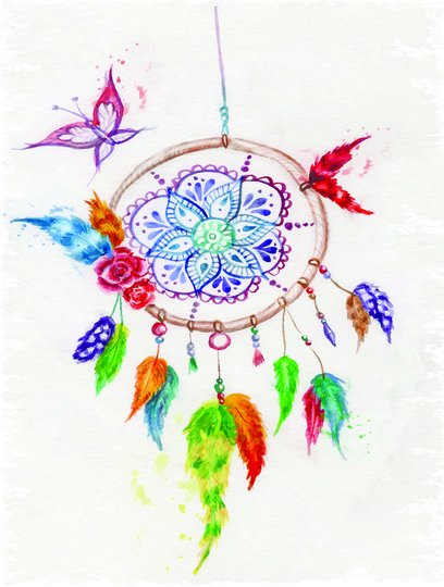 Placa Decorativa Desenho de Filtro dos Sonhos Colorido