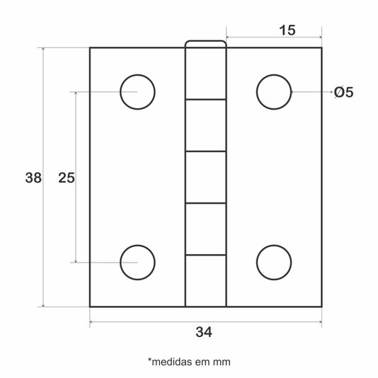 Dobradiça Zincada 1 1/2 (1 polegada e 1/2) - Kit com 12 un