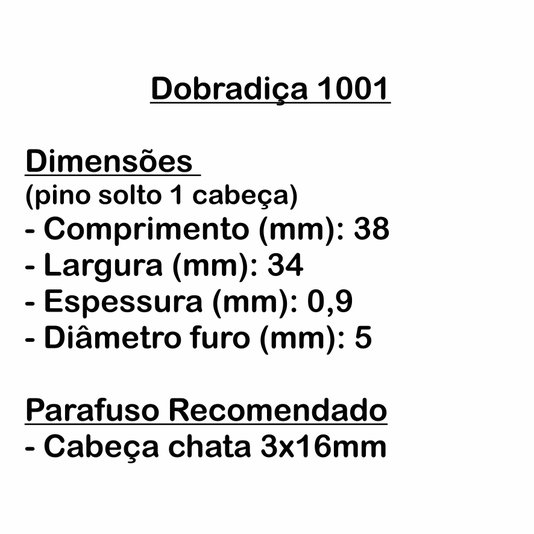 Dobradiça Zincada 1 1/2 (1 polegada e 1/2) - Kit com 24 un
