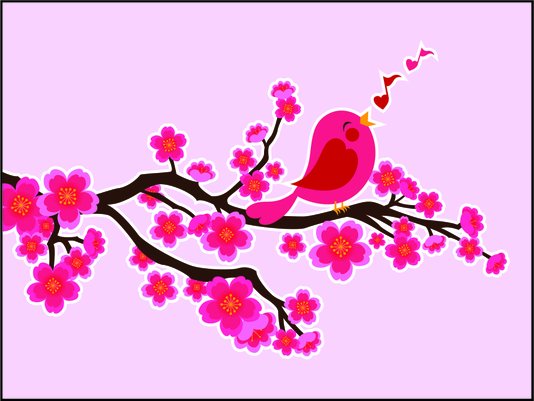 Placa Decorativa Moderna Pássaro e flores