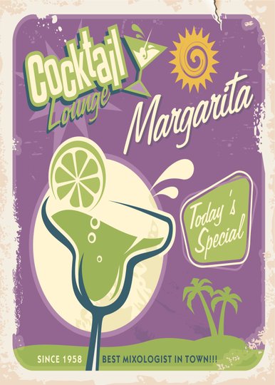 Placa Decorativa Cocktail Lounge Margarita