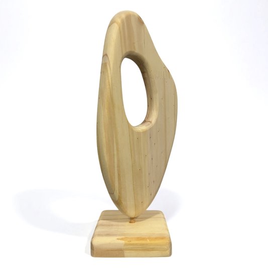 Escultura Decorativa De Estante Forma Orgânica Abstrata Em Madeira Com Suporte