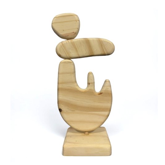 Escultura Decorativa De Estante Forma Orgânica Abstrata Em Madeira Com Suporte