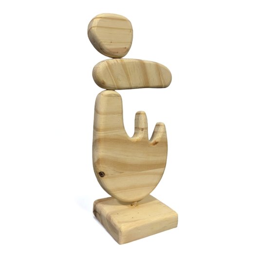 Escultura Decorativa De Estante Forma Orgânica Abstrata Em Madeira Com Suporte