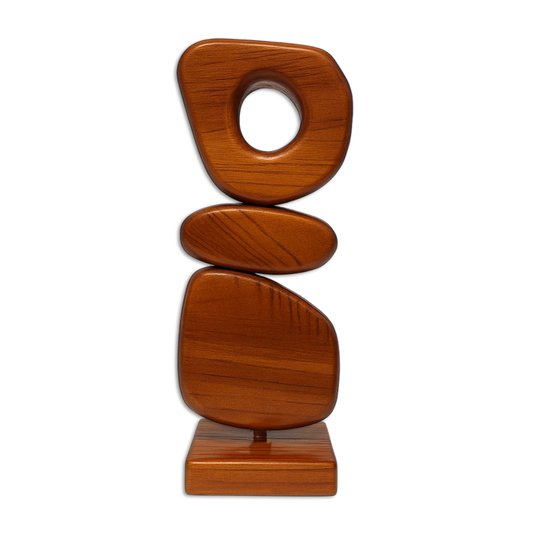 Escultura Decorativa De Estante Forma Orgânica Abstrata Em Madeira Pinus Com Suporte