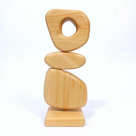 Escultura Decorativa De Estante Forma Orgânica Abstrata Em Madeira Pinus Com Suporte