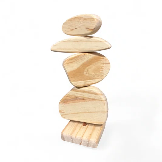 Escultura Decorativa De Estante Formas Orgânicas Abstratas Em Madeira Pinus Com Suporte