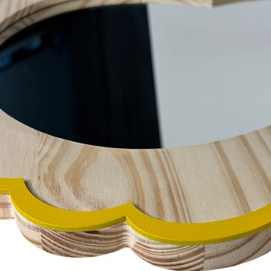 Espelho Decorativo Infantil Leão Em Madeira Pinus