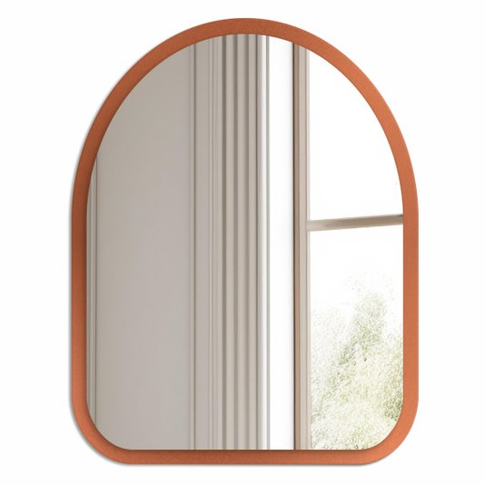 Espelho Orgânico Decorativo Pequeno Lapidado com MDF Laqueado Para Banheiro Sala Quarto - 39x49cm